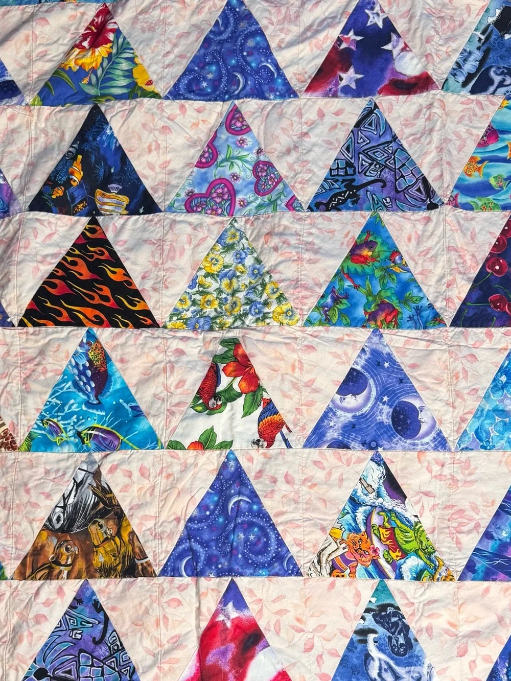 Vintage Handmade vintage triangle patch quilt unique & reversible